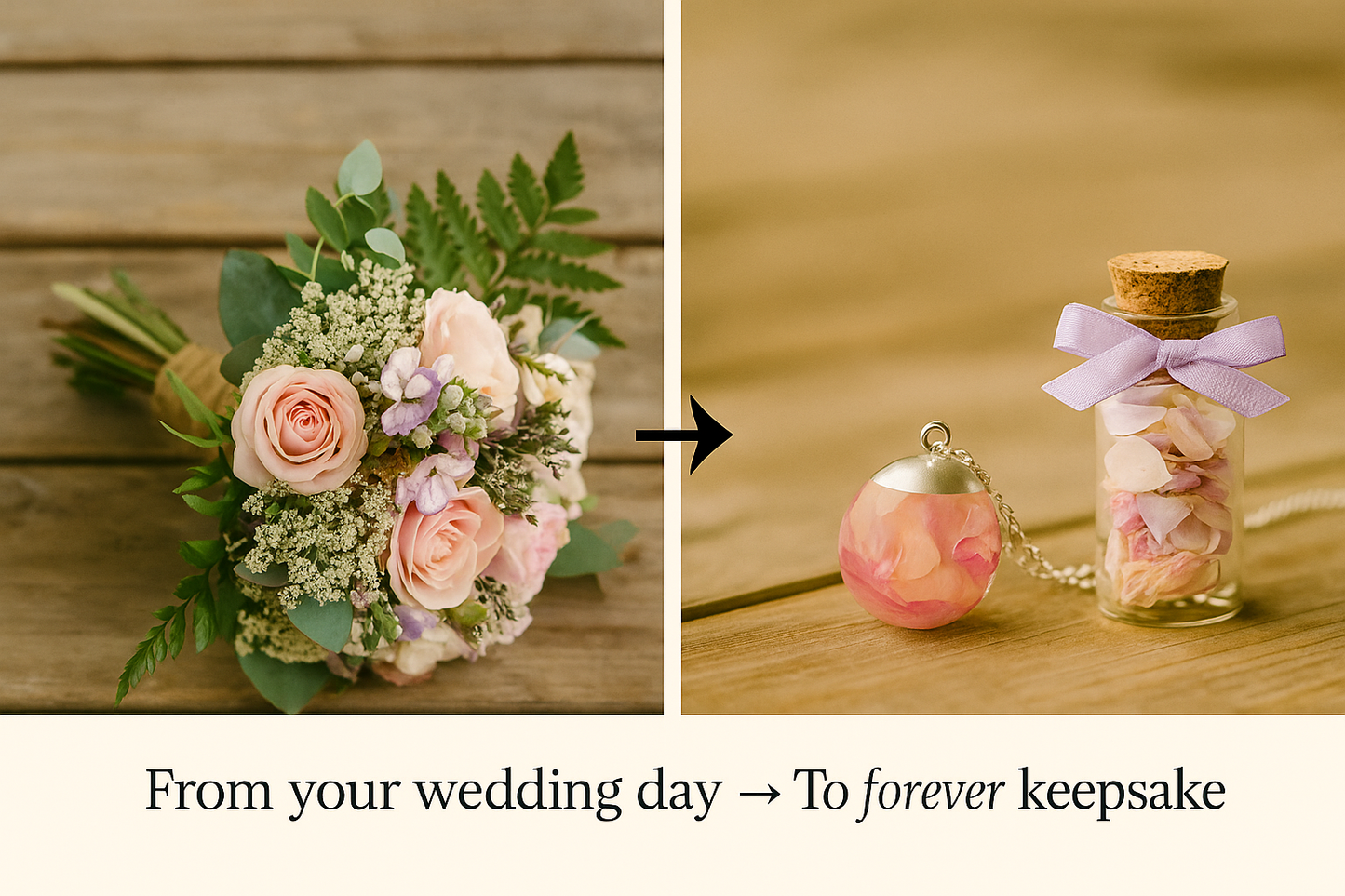 🌸 Bridal Bouquet Necklace – Preserve Your Wedding Flowers