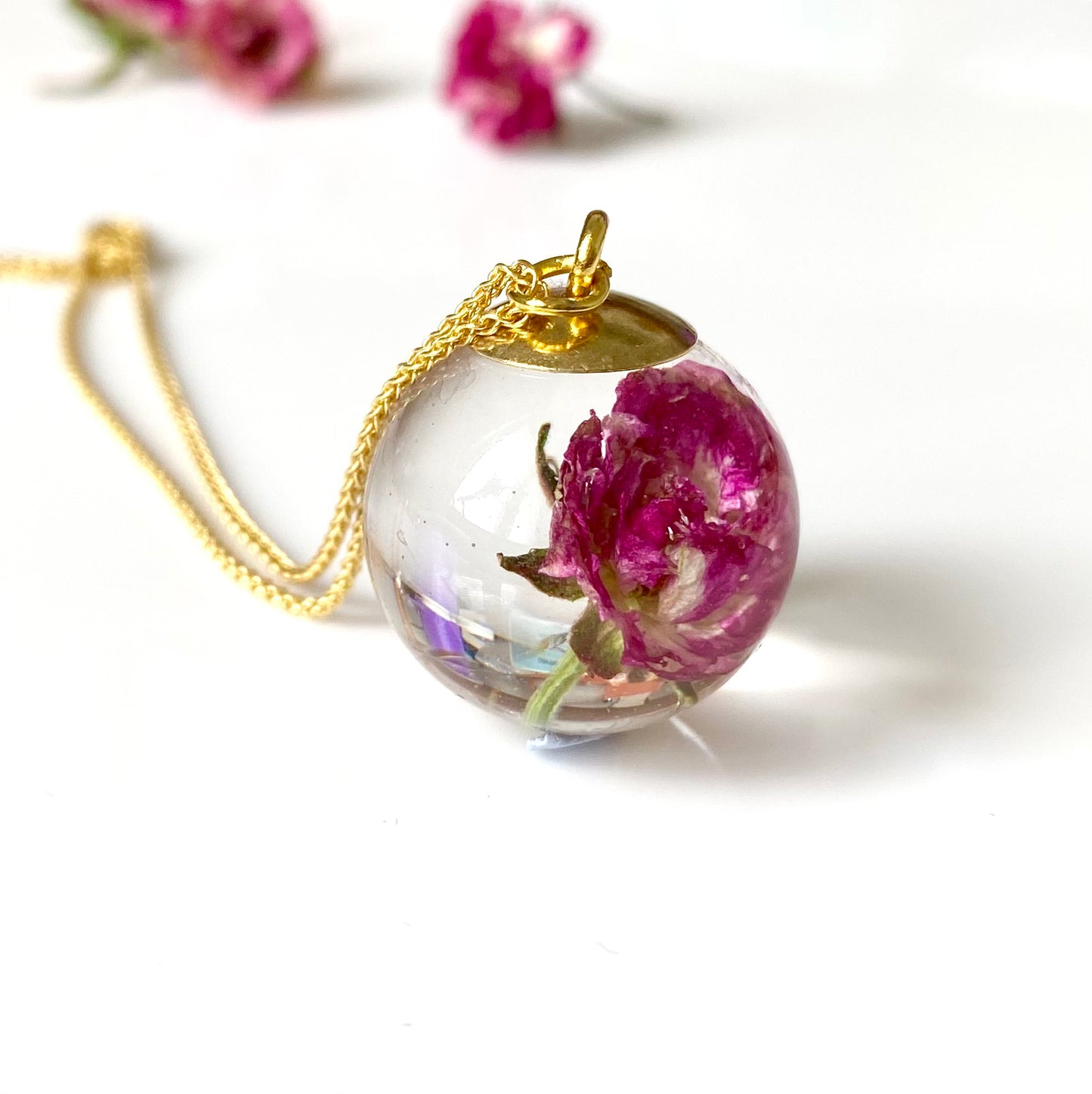Rose Pendant – Gold Chain - Summer Flower Jewellery