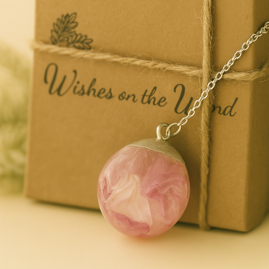 Pink Larkspur Petal Resin Necklace