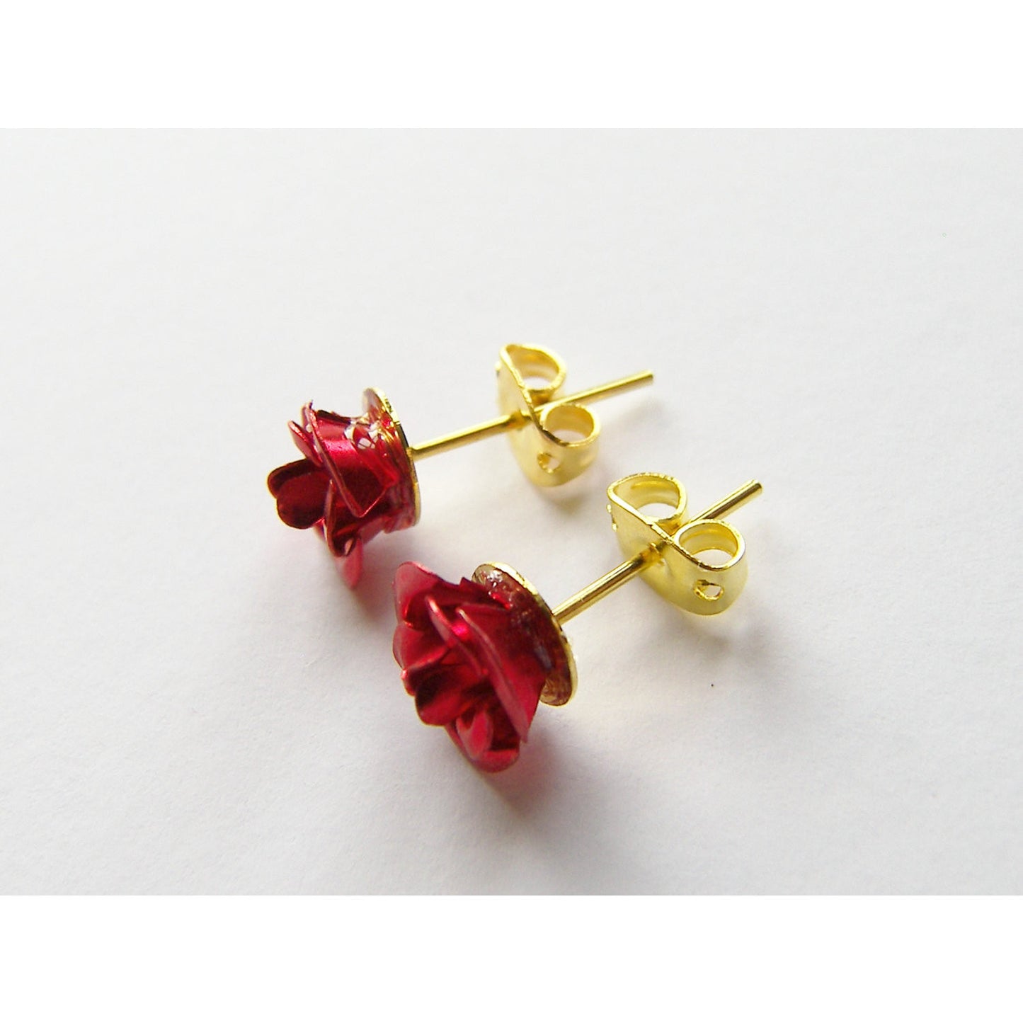 Christmas Gift, Dainty Red Rose Earrings, Studs, Post