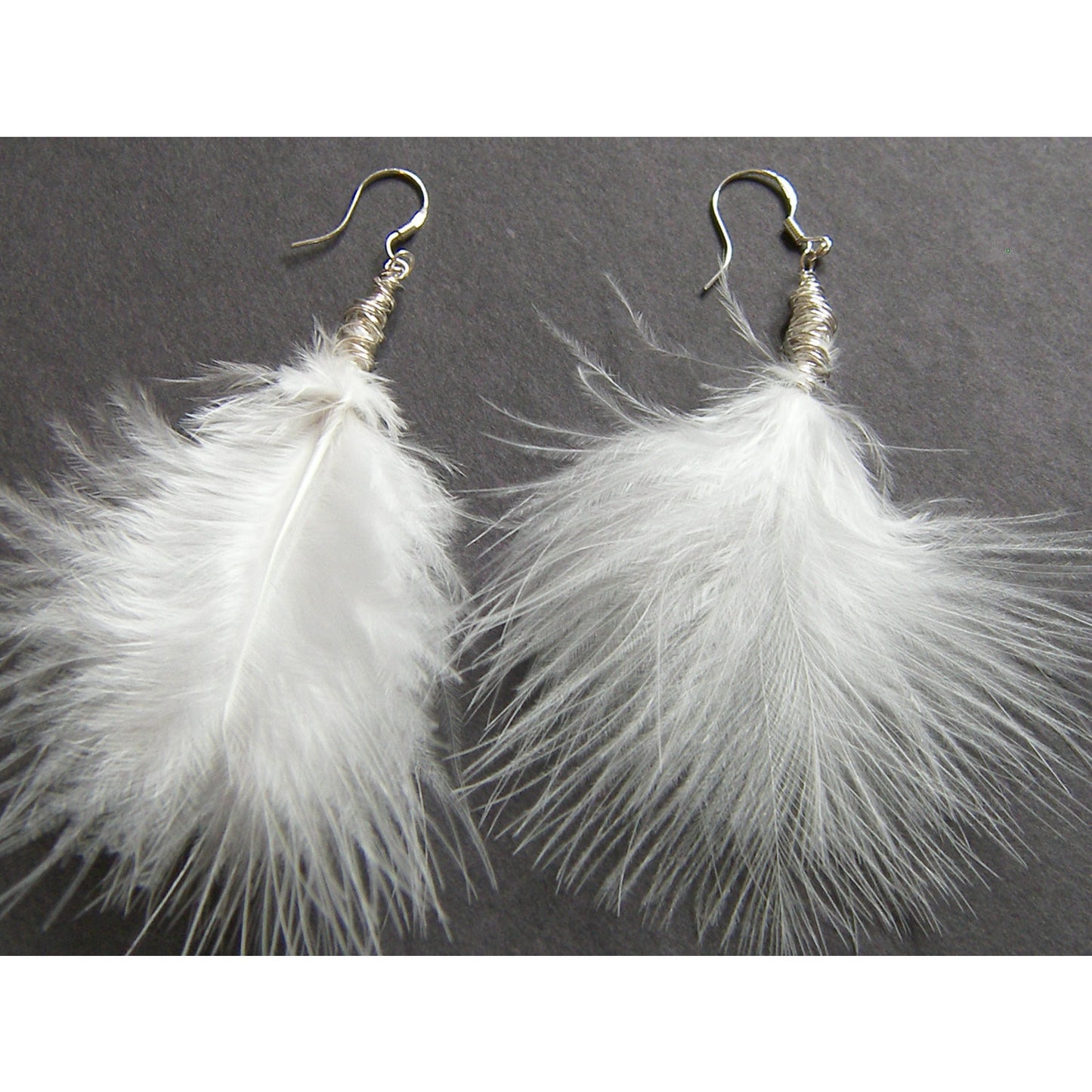 White Marabou Feather Earrings