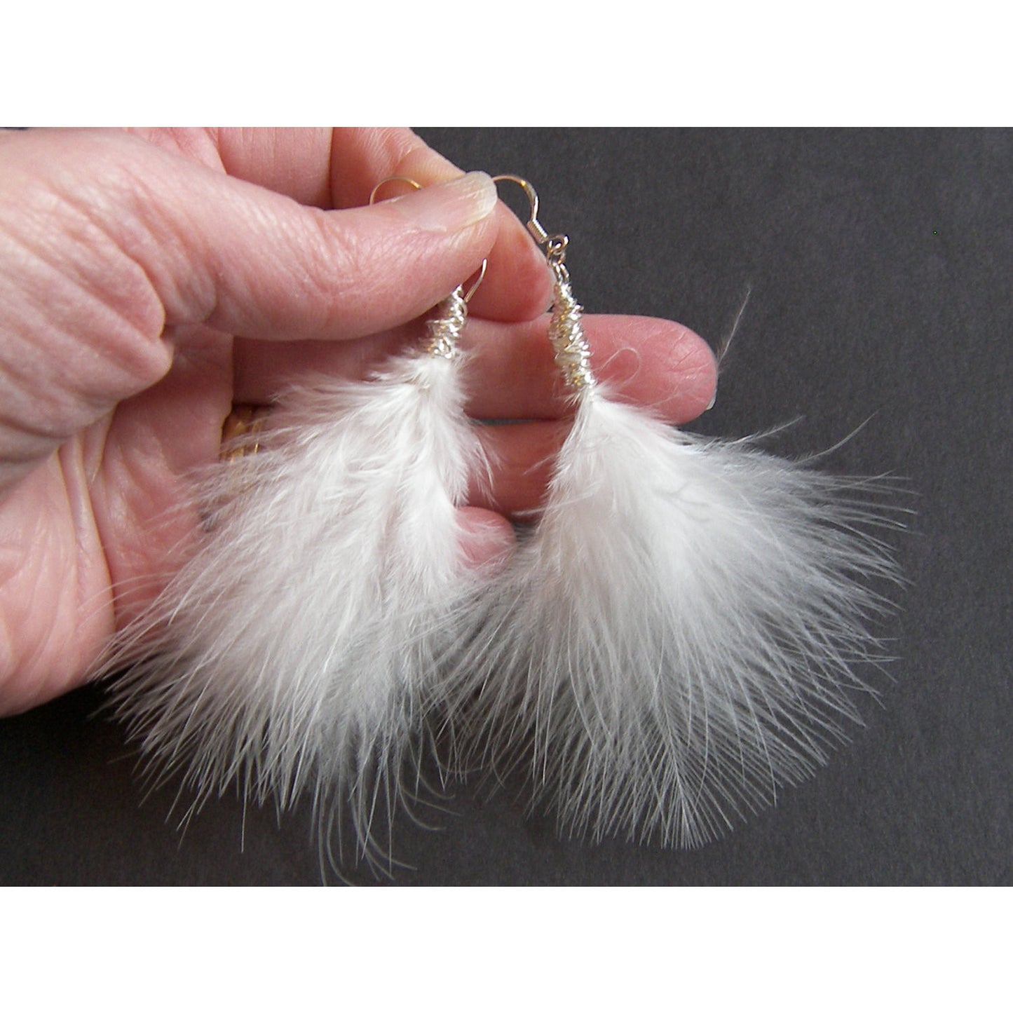 White Marabou Feather Earrings