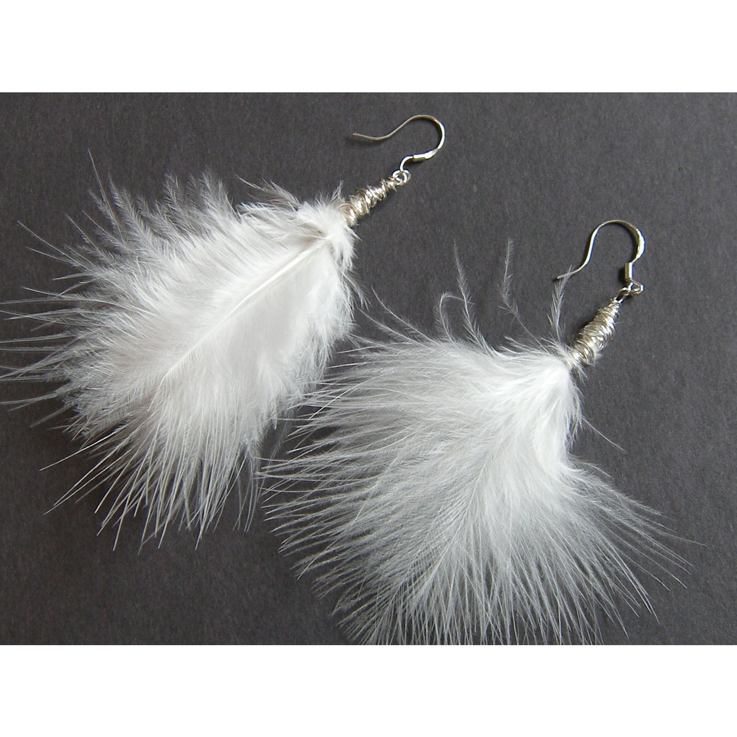 White Marabou Feather Earrings