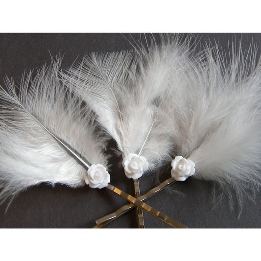 Feather Bobby Pins, Marabou Feathers, Hair Pins Wedding