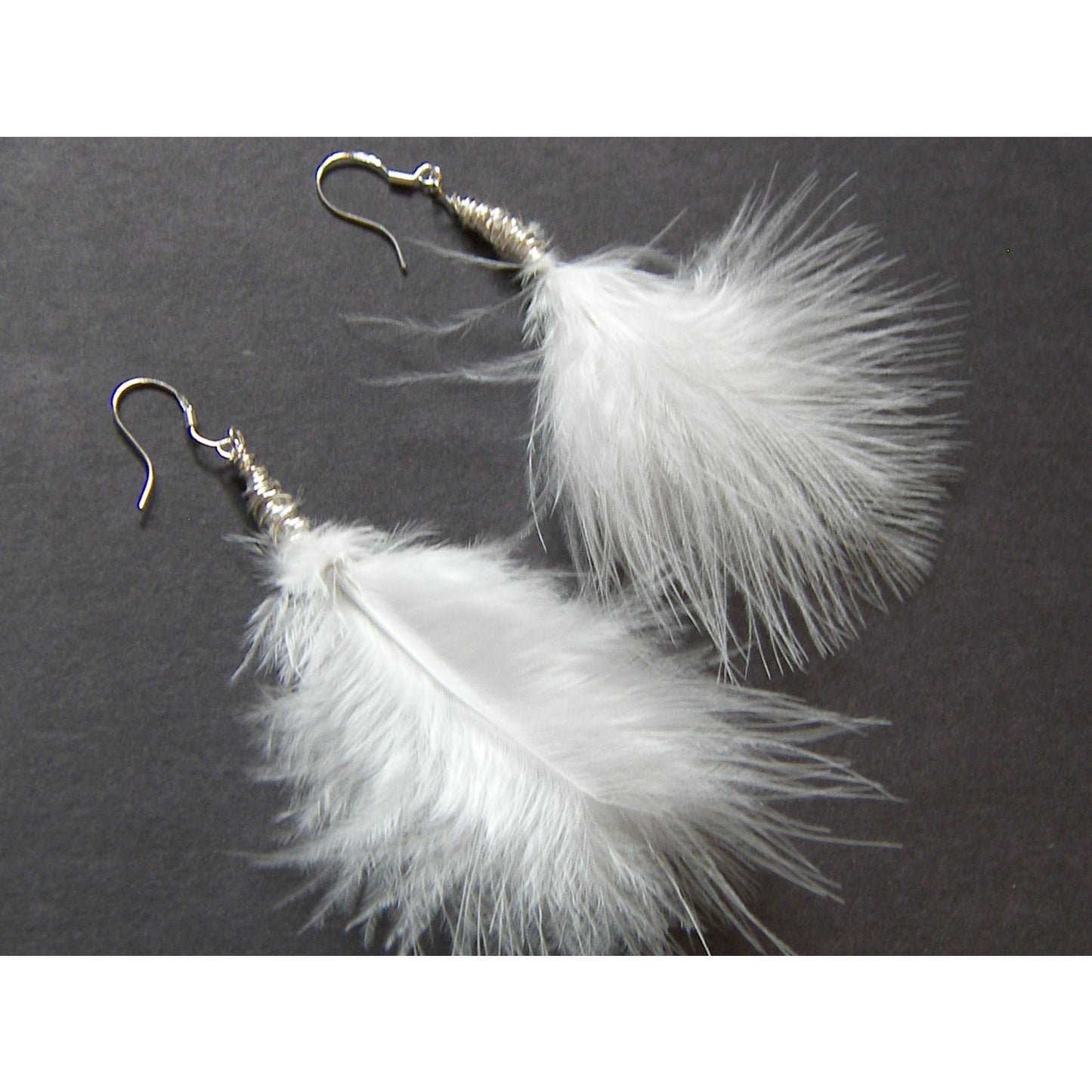 White Marabou Feather Earrings