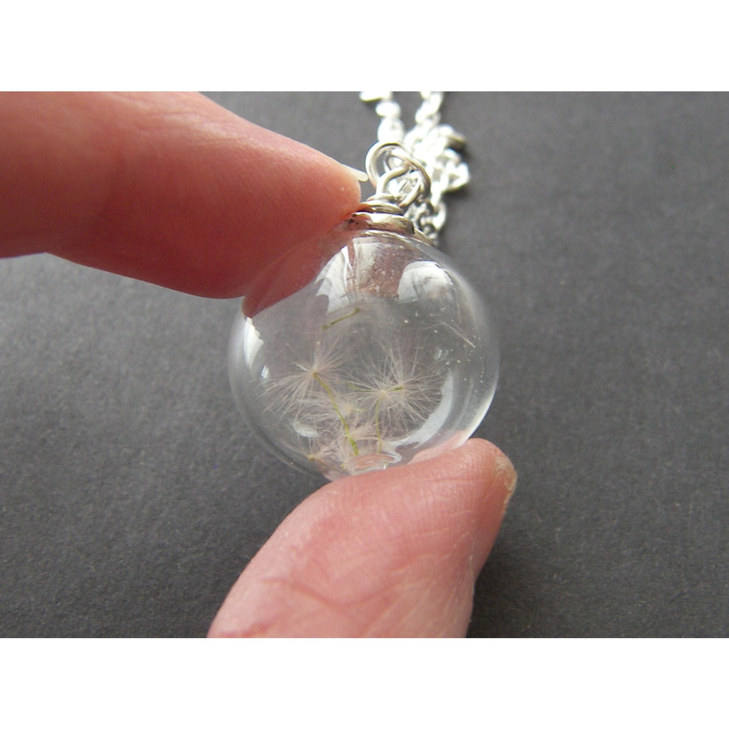Dandelion Seed Necklace, Handblown Glass, Nature Necklace, Wish Necklace, Real Dandelion, Handmade by Wishes on the Wind, Christmas Gift