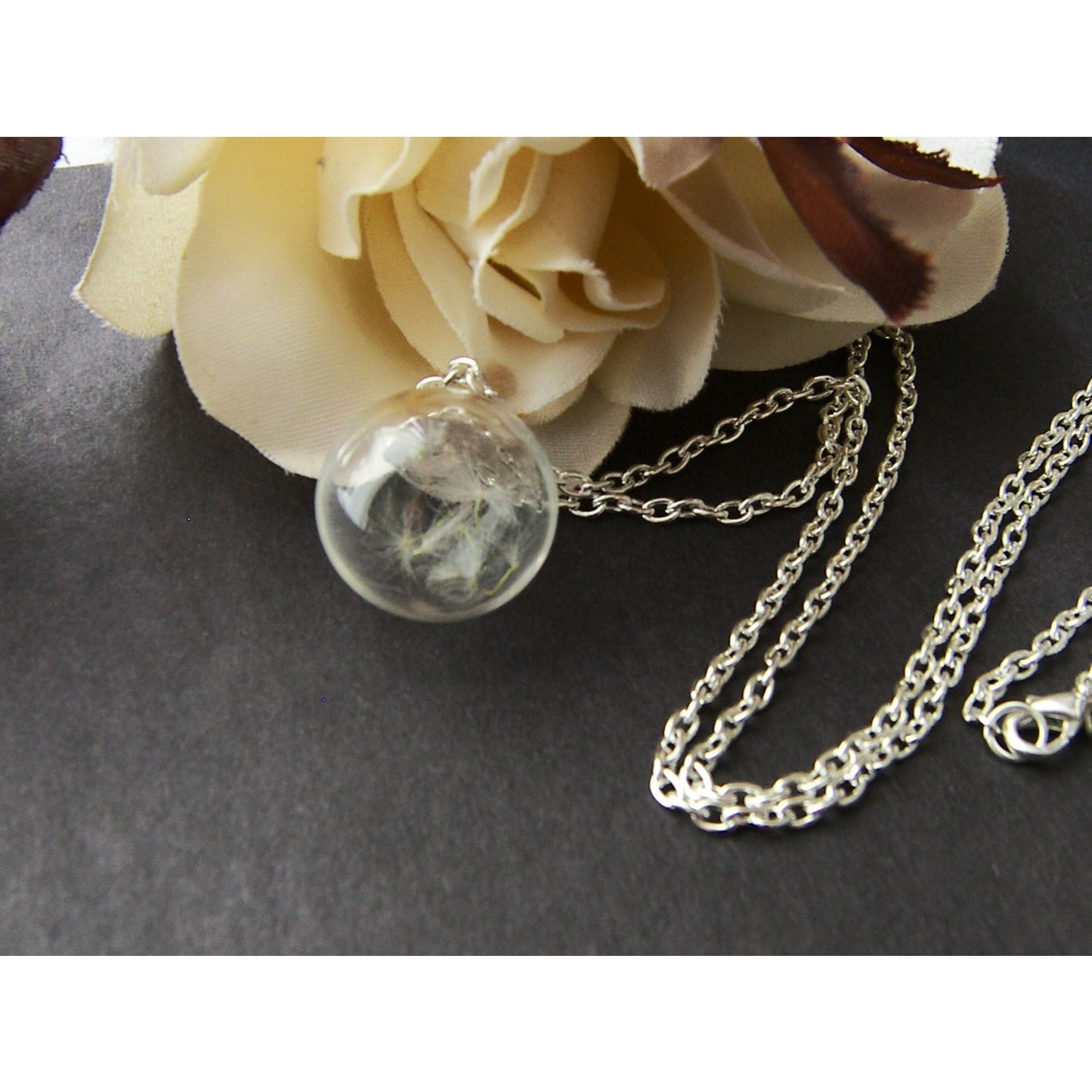 Dandelion Seed Necklace, Handblown Glass, Nature Necklace, Wish Necklace, Real Dandelion, Handmade by Wishes on the Wind, Christmas Gift