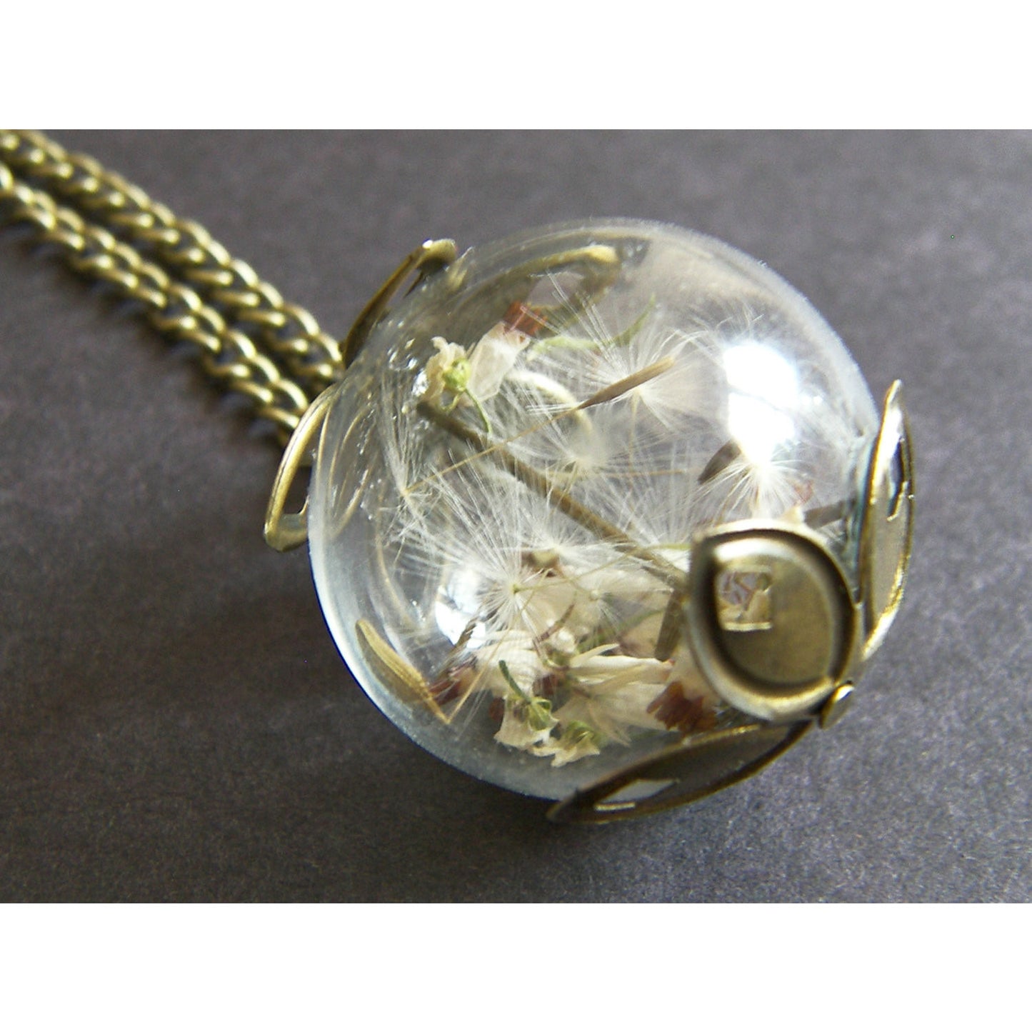 White Heather Necklace, Dandelion Seed Necklace, Dandelion Necklace, Make a Wish, Gift for Mom, Handmade by Wishes on the Wind
