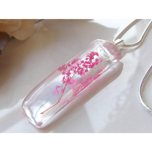 Pressed Flower Necklace, Pink Flower Necklace, Pretty Necklace, Bridesmaid Jewelry, Christmas Gift Necklace