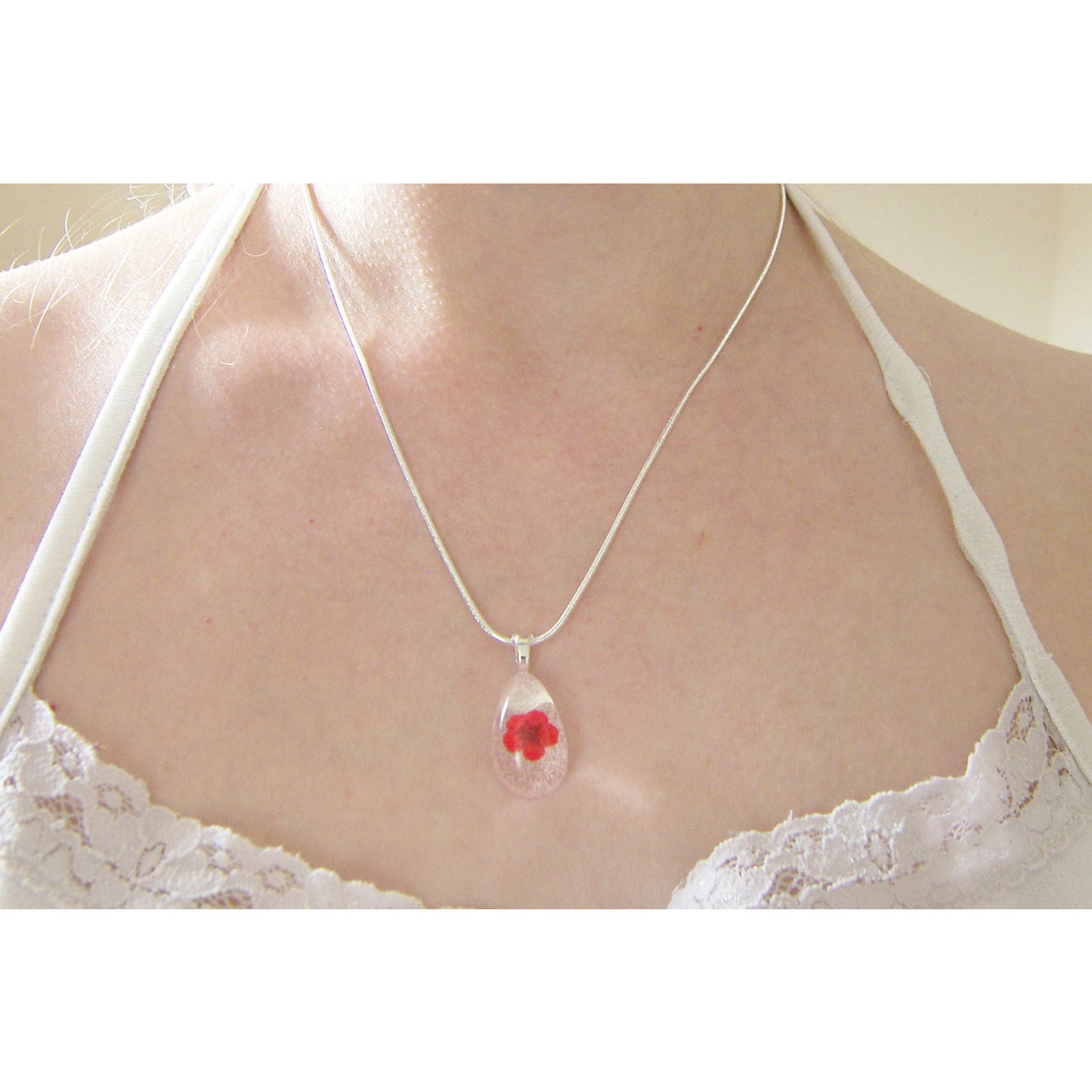 Poppy Necklace, Flower Necklace, Real Flower Jewellery, Flower Jewelry, Resin Pendant