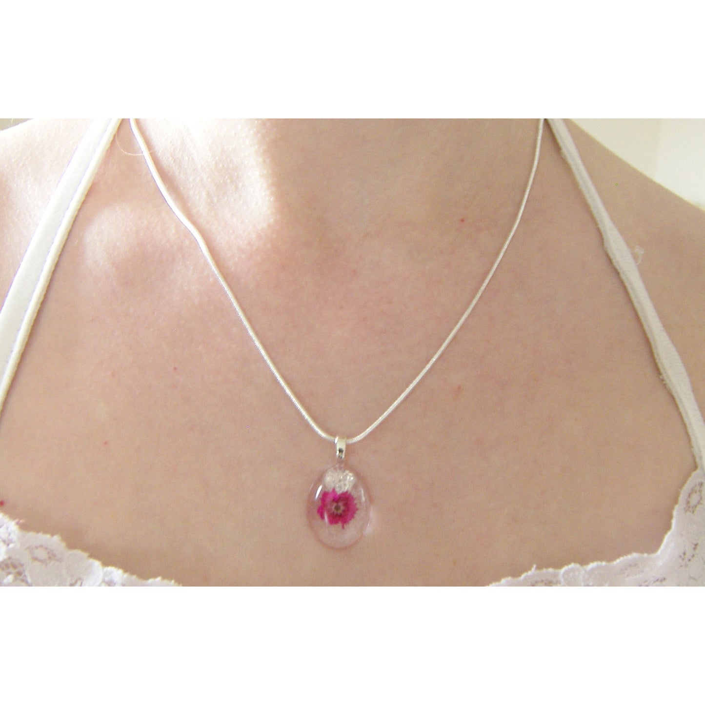 Pink Pressed Flower Necklace, Wearable Art, Botanical Necklace, Bridal Jewelry, Jewellery for Women, Sister, Mother, Mom, Wife