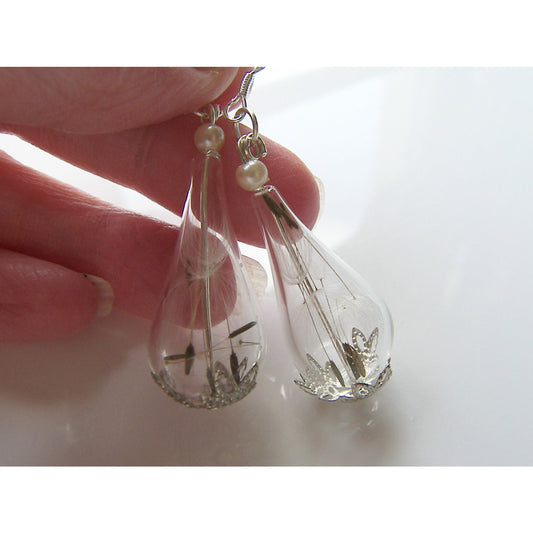 Dandelion Earrings, Make a Wish, Teardrop Earrings, Dandelion Jewelry, Bridesmaids Jewelry, Gifts for Women