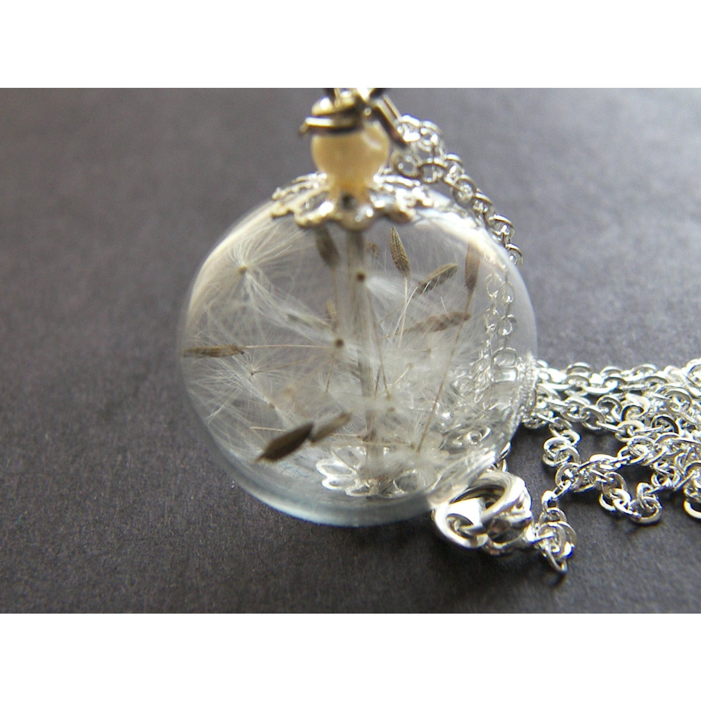 Dandelion Seed Glass Orb Terrarium Necklace, Bridesmaids Gifts, Make a Wish, Orb Necklace, Real Dandelion