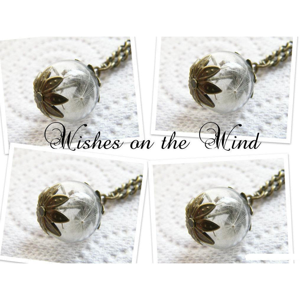 Dandelion Seed Glass Orb Necklace, Set of 4, Bridesmaids Gift, Small Orb, Bridesmaids Jewelry