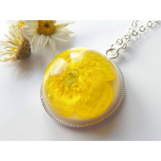Buttercup Pendant, Real Flower, Botanical Necklace, Nature, Eco Friendly