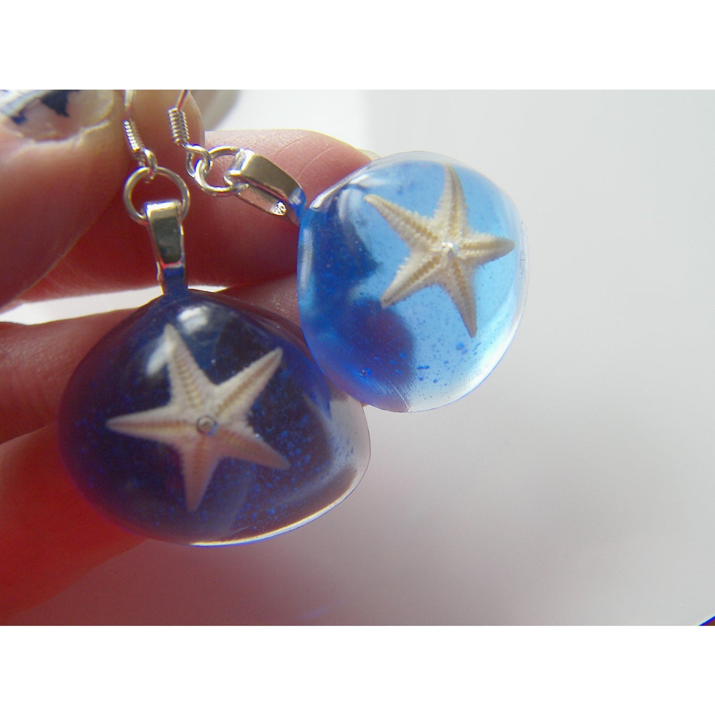 Real Starfish Blue Earrings - Nautical, Beach - STARFISH