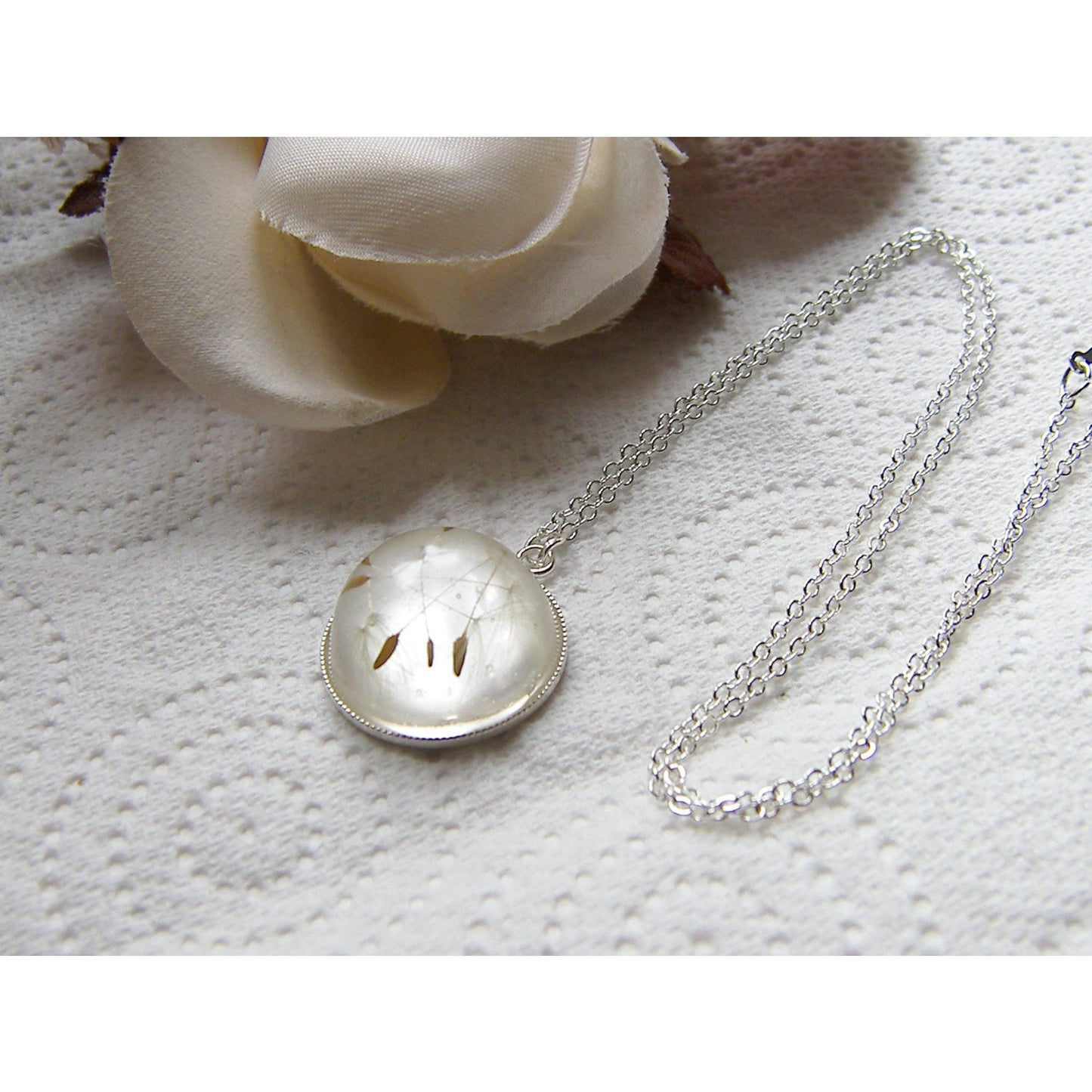 Dandelion Seed Necklace encapsulated in Eco Resin