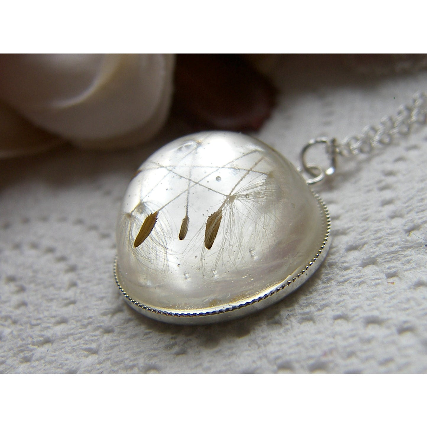 Dandelion Seed Necklace encapsulated in Eco Resin