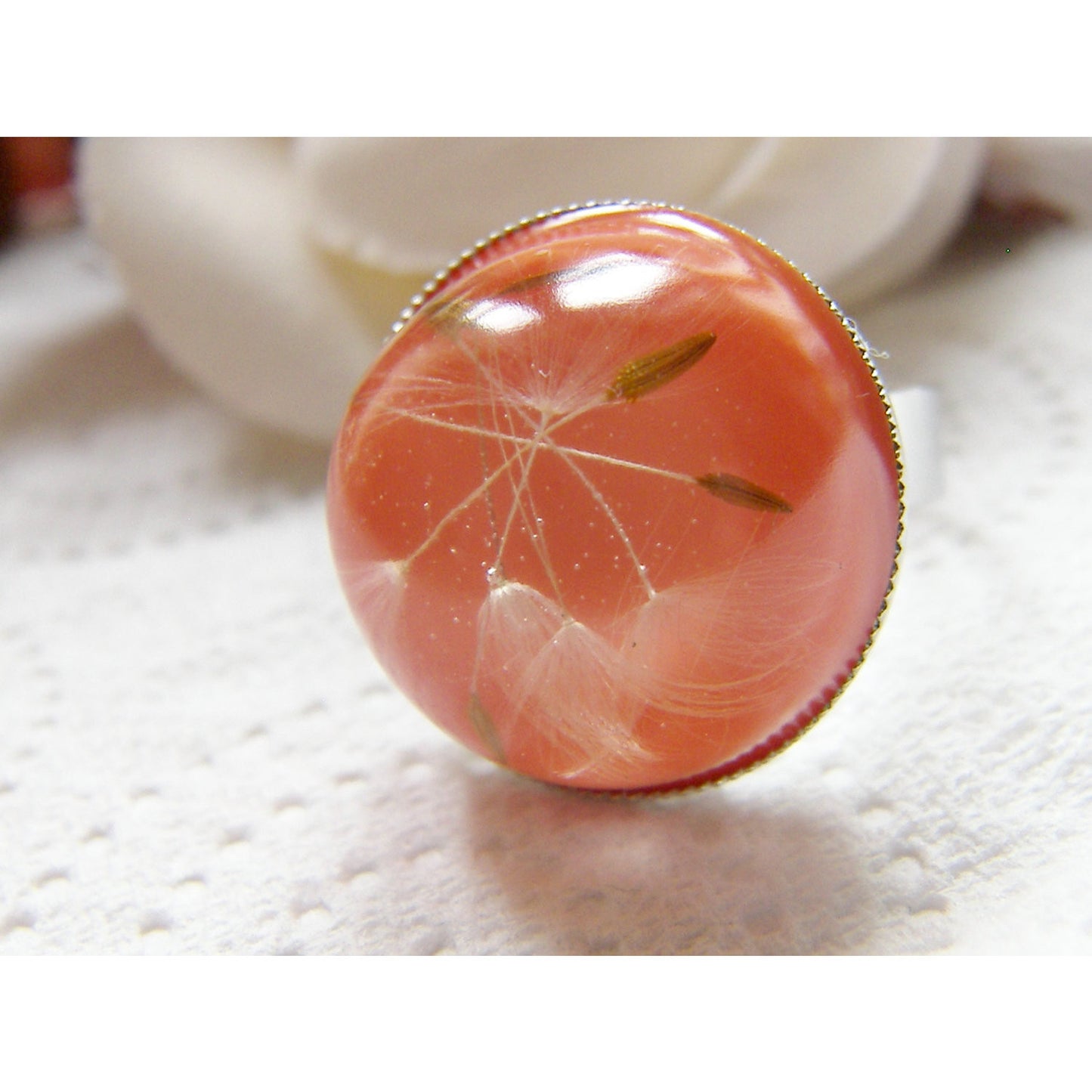Dandelion Ring, Dandelion Seeds Ring, Resin Ring, Real Flower Jewelry, Nature Jewelry by Wishes on the Wind