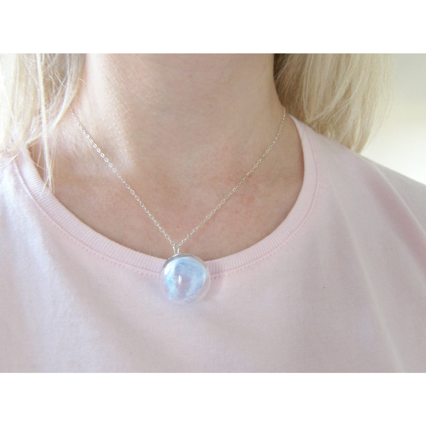 Mom Necklace, New Mom Gift, Angel Necklace, Angel Wings. Glass Globe Pendant
