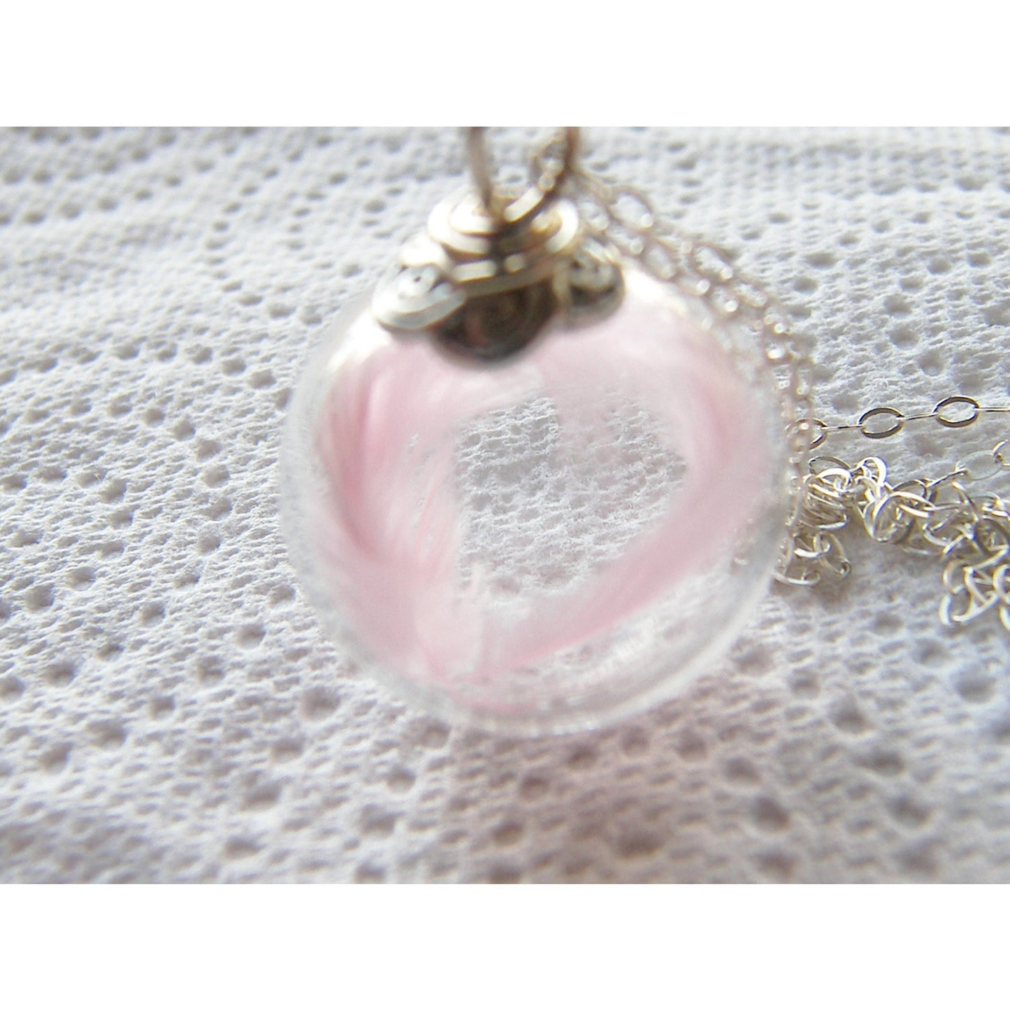 Mom Necklace, New Mom, Mothers day Gift, Angel Necklace, Glass Globe Pendant, Feather Necklace