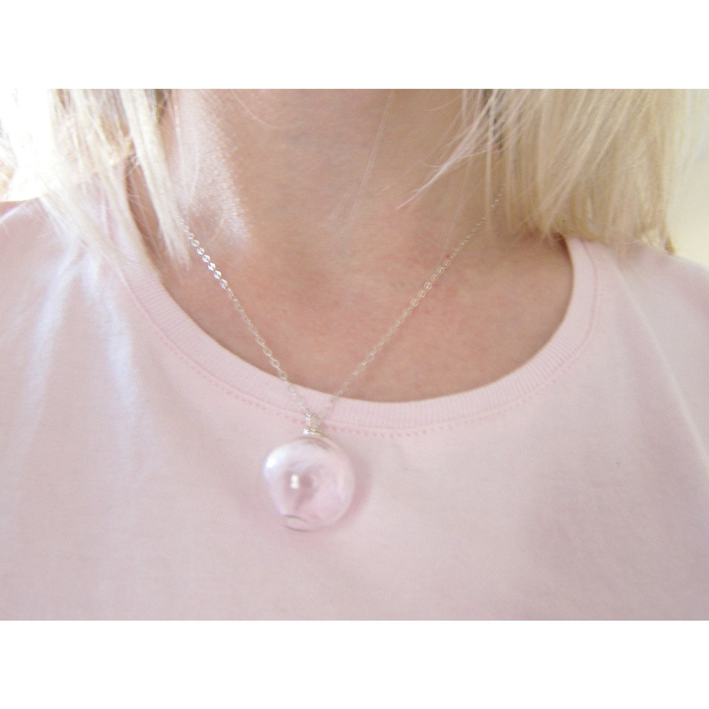 Mom Necklace, New Mom, Mothers day Gift, Angel Necklace, Glass Globe Pendant, Feather Necklace