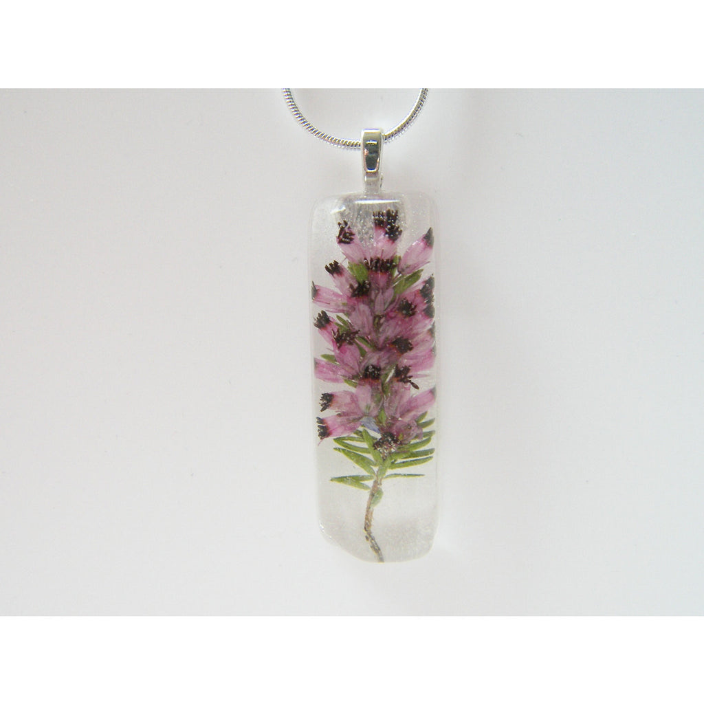 Heather Pendant, Real Flower, Botanical Necklace, Nature, Eco