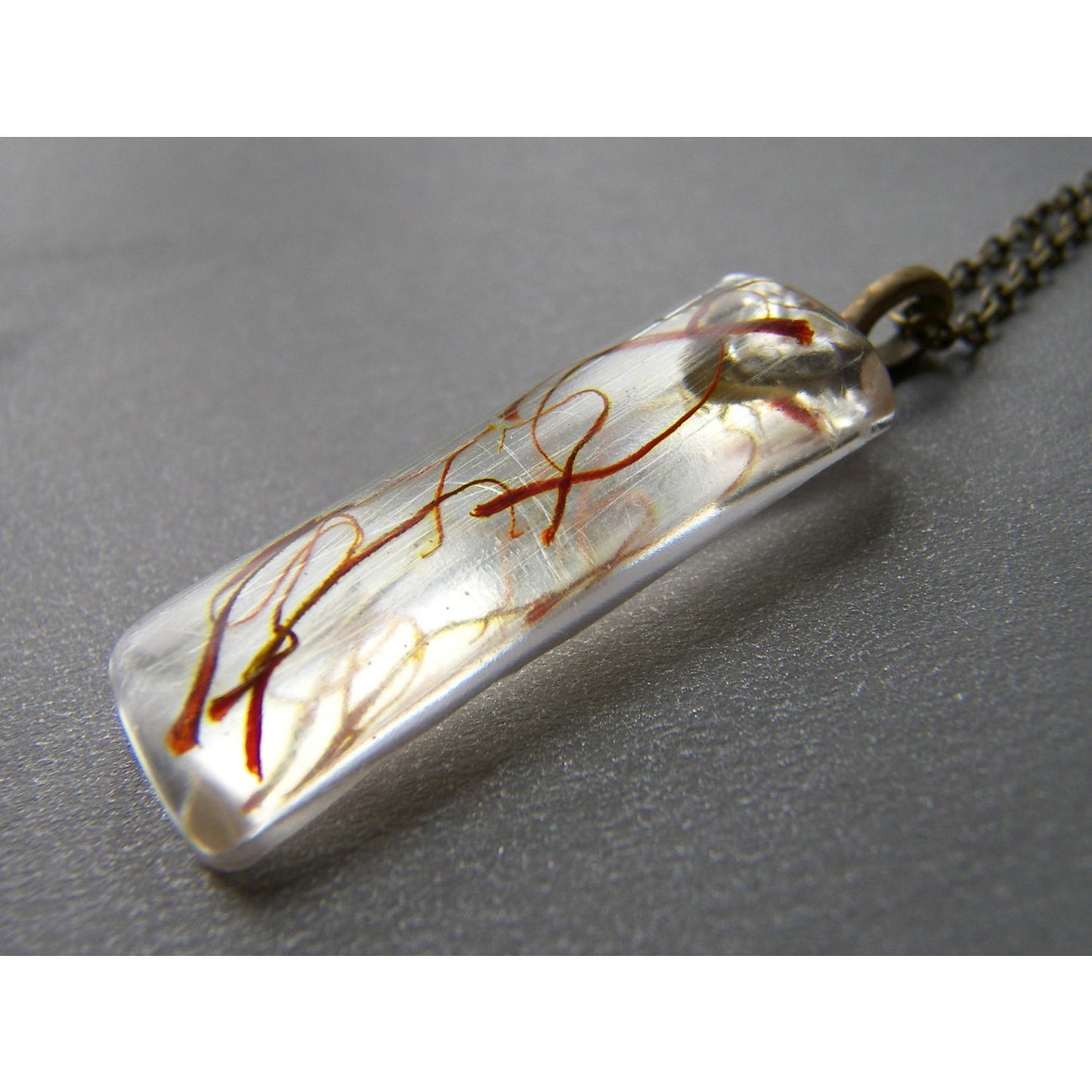 Real Spicy Saffron Neclace, Eco Resin, Eco Pendant, Spice