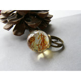 Saffron Resin Orb Ring, Resin Sphere, Spicy, Autumn Fall Ring