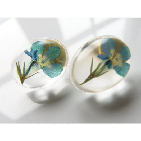 Lobelia Real Flower Earrings, Resin Flower Earrings, Pressed Flower Jewelry, Eco Resin