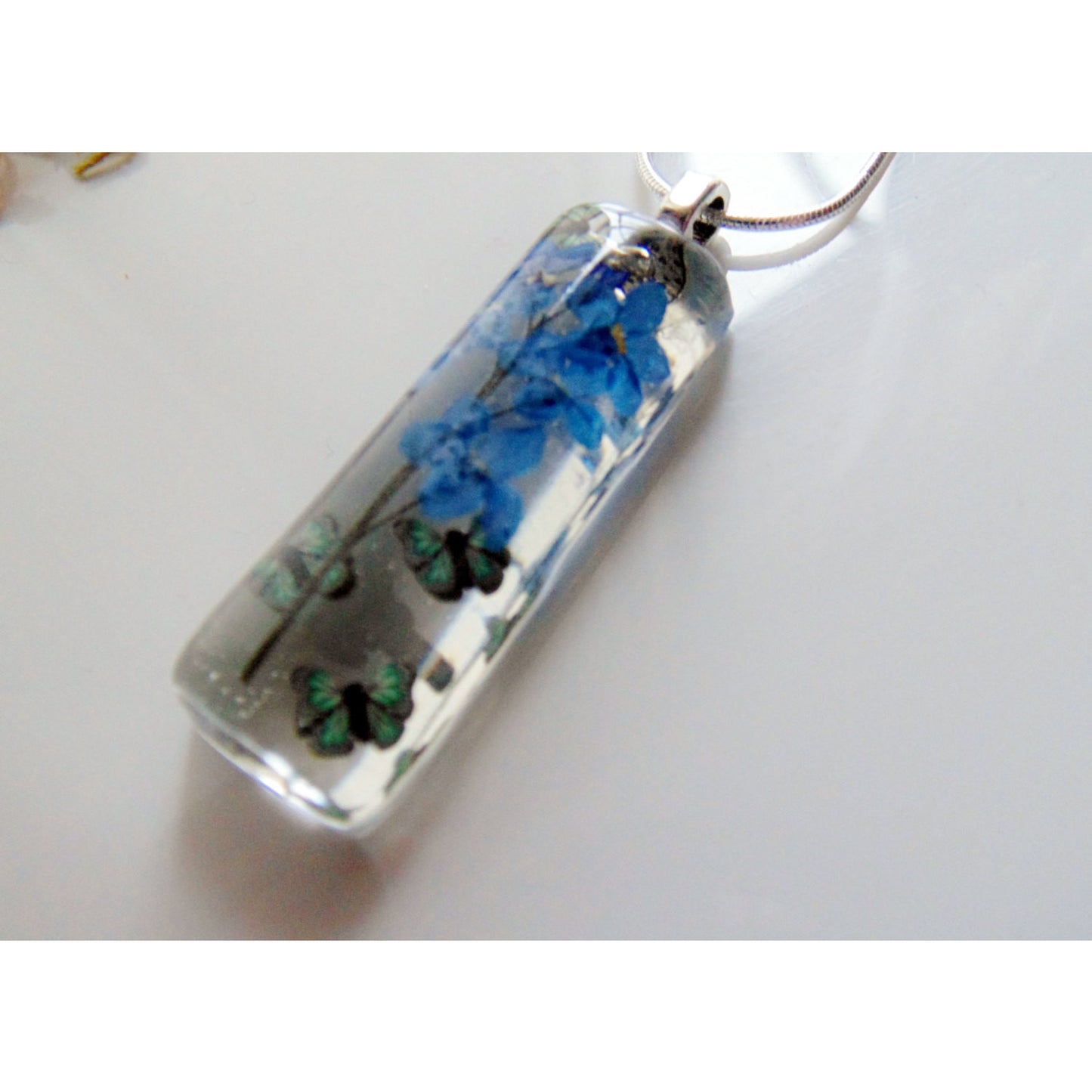Forget Me Not Butterfly Necklace, Pressed Flower Pendant, Real Flower Jewelry, Christmas Gift