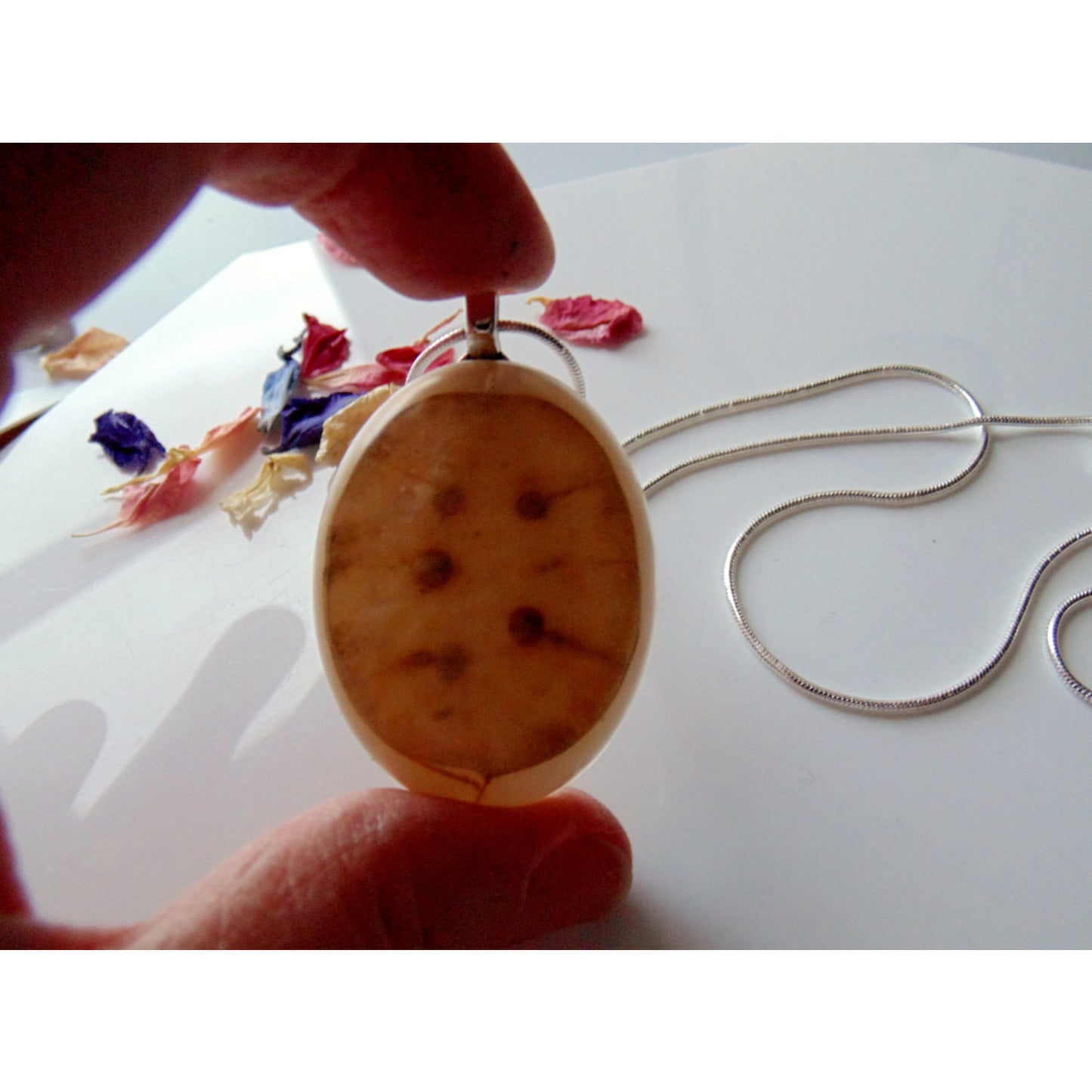 Honesty Seed Necklace, Honesty, Lunaria, Money Plant, Eco Resin, Gift for Her, Jewelry for Woman, Wife, Sister, Mother, Handmade Jewellery