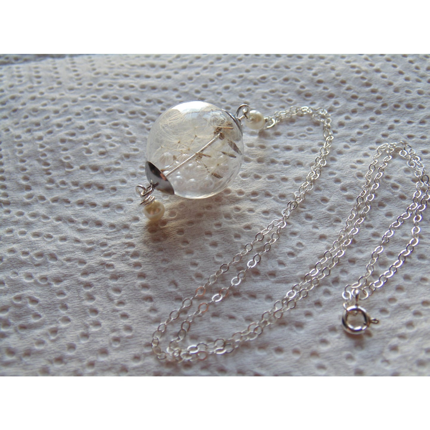 Dandelion Seed Necklace, Glass Orb, Handblown, Bridesmaids Gifts, Make a Wish, Wishes on the Wind