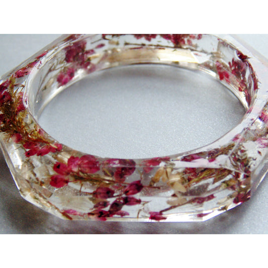 Scottish Purple Heather Bangle, Lucky White Heather Bracelet, Pressed Flower Jewelry, Eco Friendly, Gift for Women