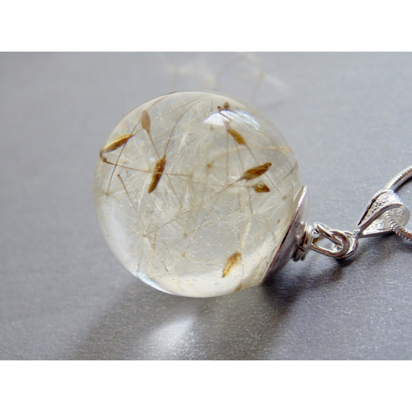 Dandelion Necklace, Make a Wish, Sphere Pendant, Nature Necklace, Eco Friendly, Holiday Gift Necklace