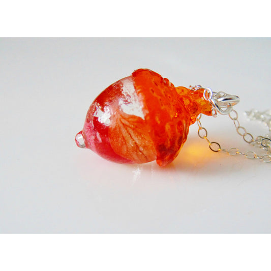 Acorn Necklace with Tiny Leaves