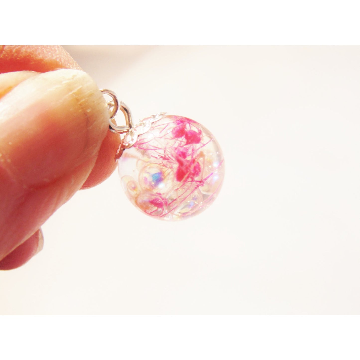 Cherry Blossom Necklace, Dewdrop, Resin Dewdrop, Dainty Necklace