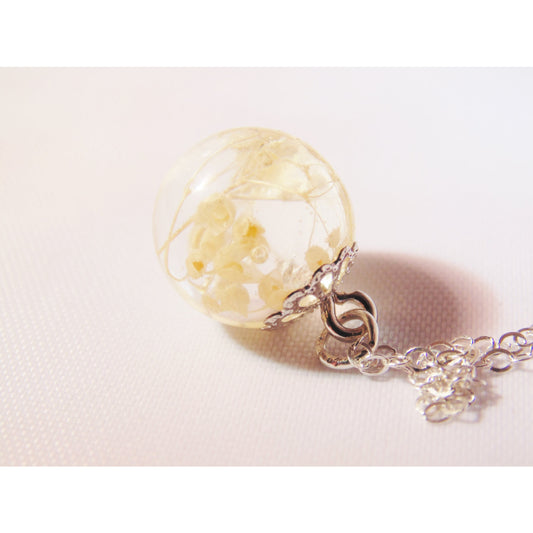 Real Flower Necklace, Dewdrop, Resin Dewdrop, Dainty Necklace