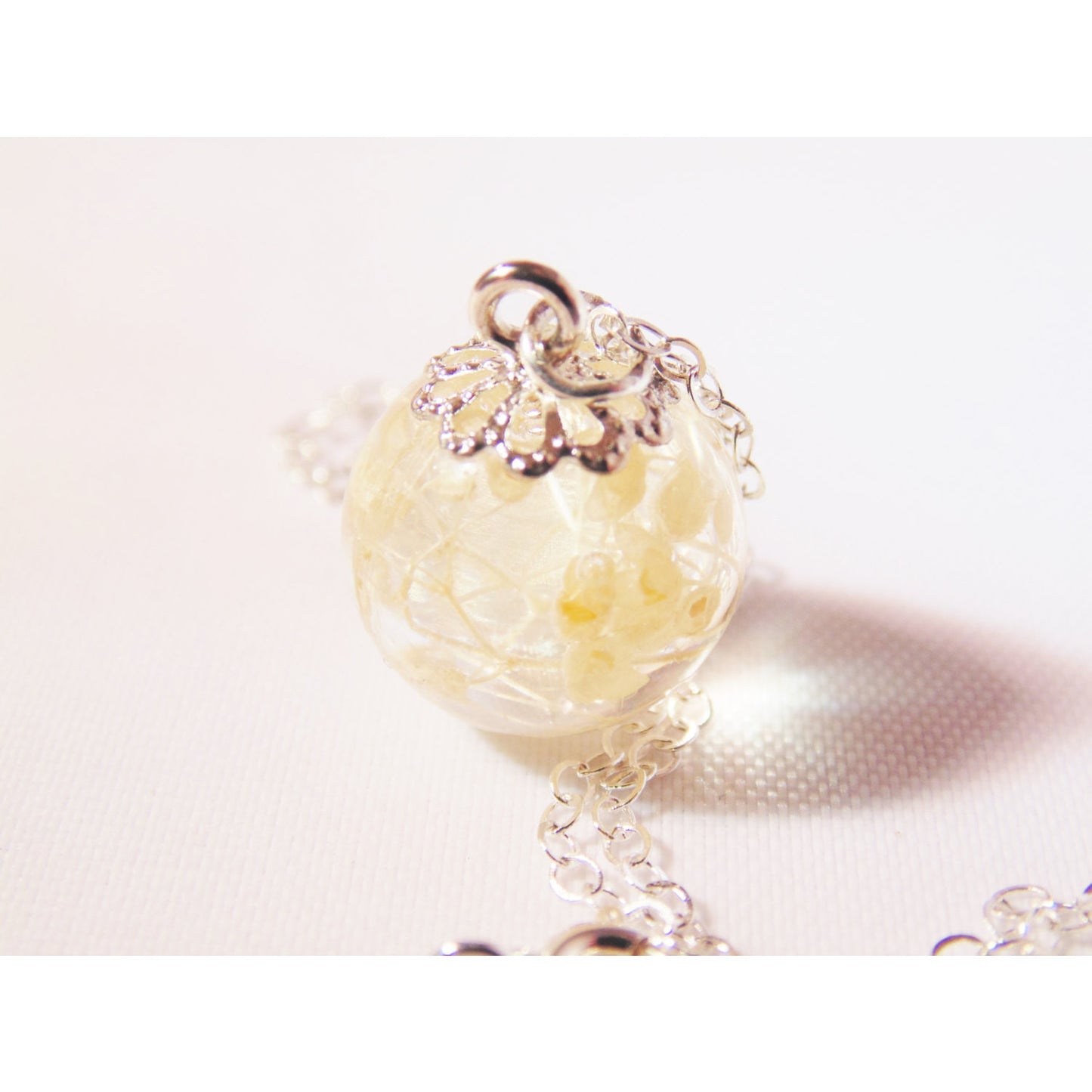 Real Flower Necklace, Dewdrop, Resin Dewdrop, Dainty Necklace