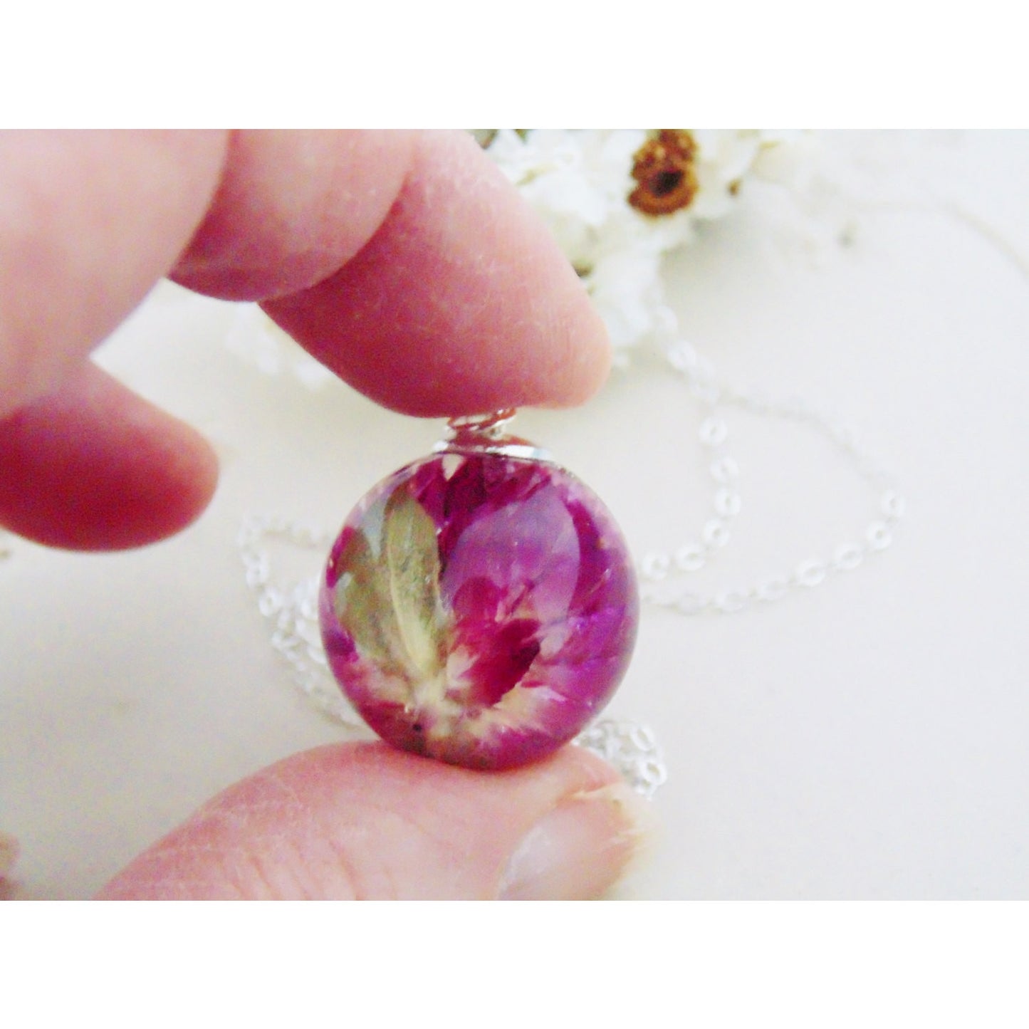 Clover Necklace, Purple Clover Pendant, Nature Jewelry, Botanical Jewellery, Gift for Her