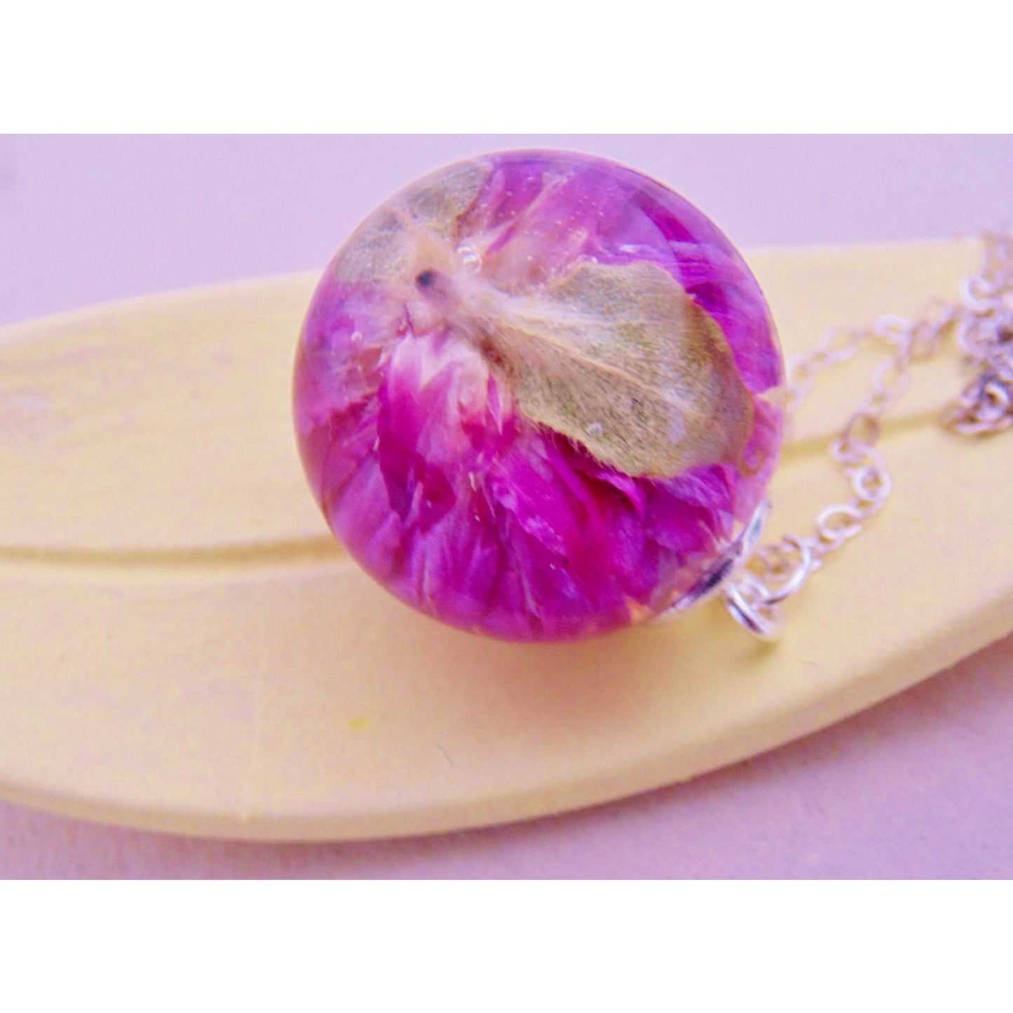 Clover Necklace, Purple Clover Pendant, Nature Jewelry, Botanical Jewellery, Gift for Her