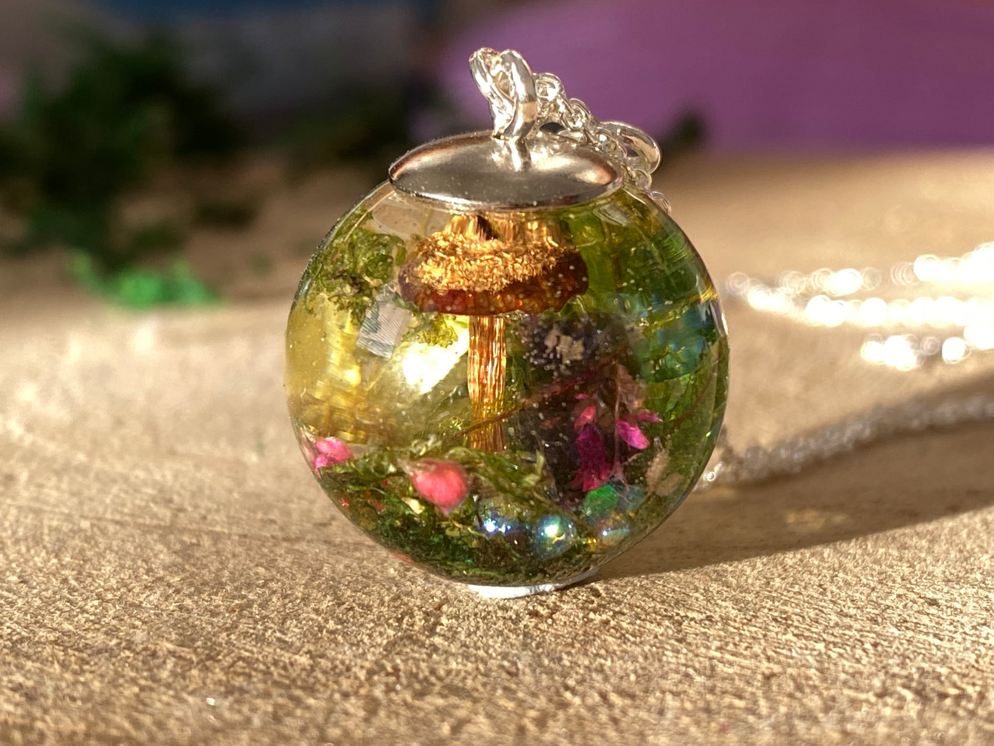 Secret Garden Mushroom Orb Necklace
