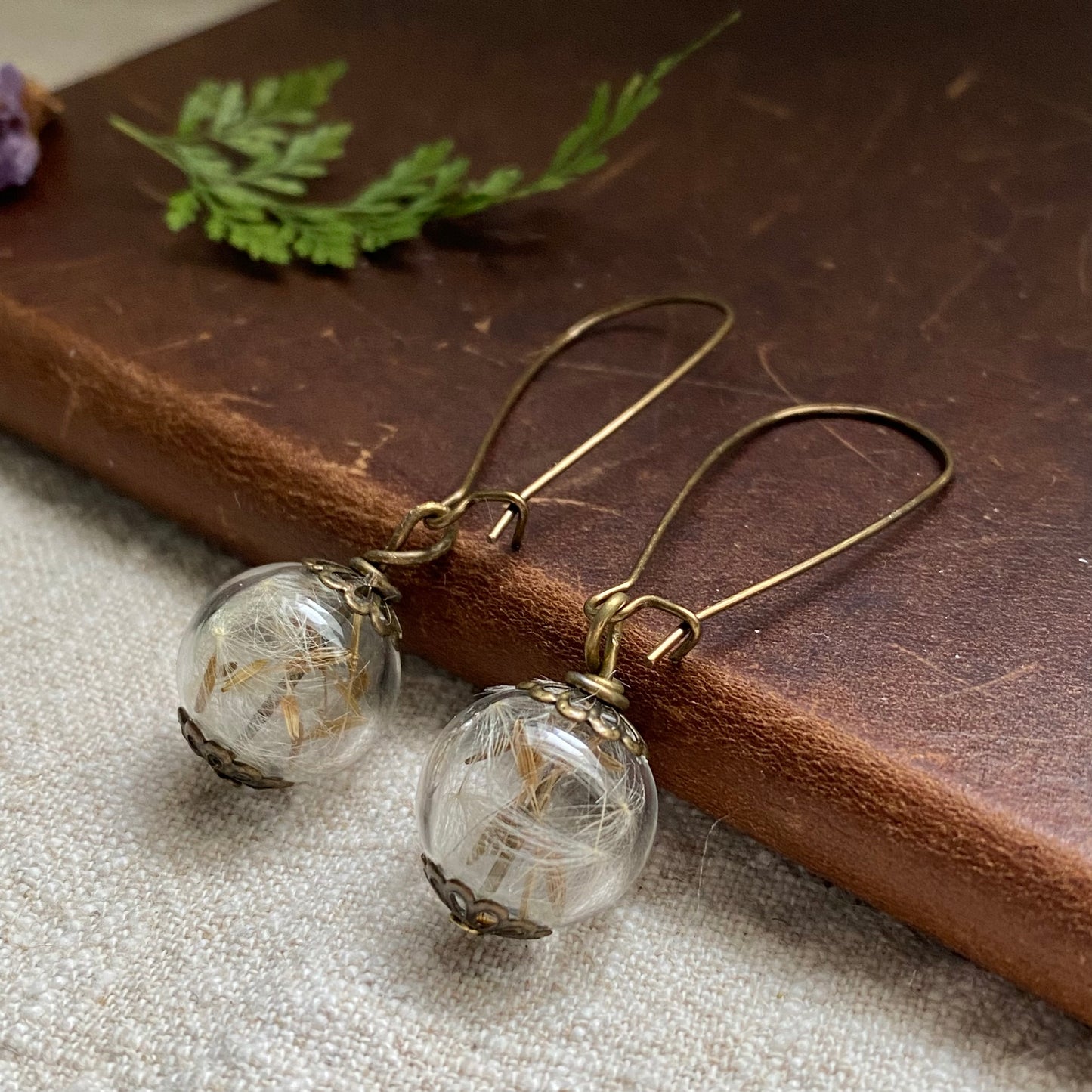 Dandelion Earrings, Hand Blown Glass, Glass Globes, Globe Earrings, Make a Wish, Gifts for Women