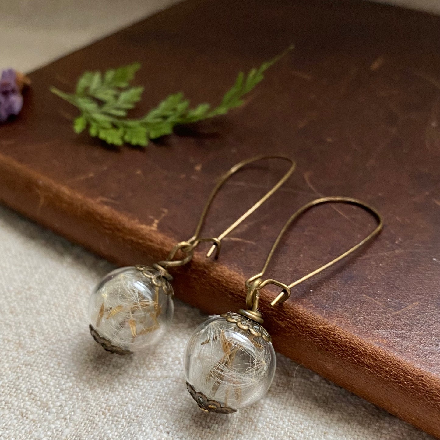 Dandelion Earrings, Hand Blown Glass, Glass Globes, Globe Earrings, Make a Wish, Gifts for Women