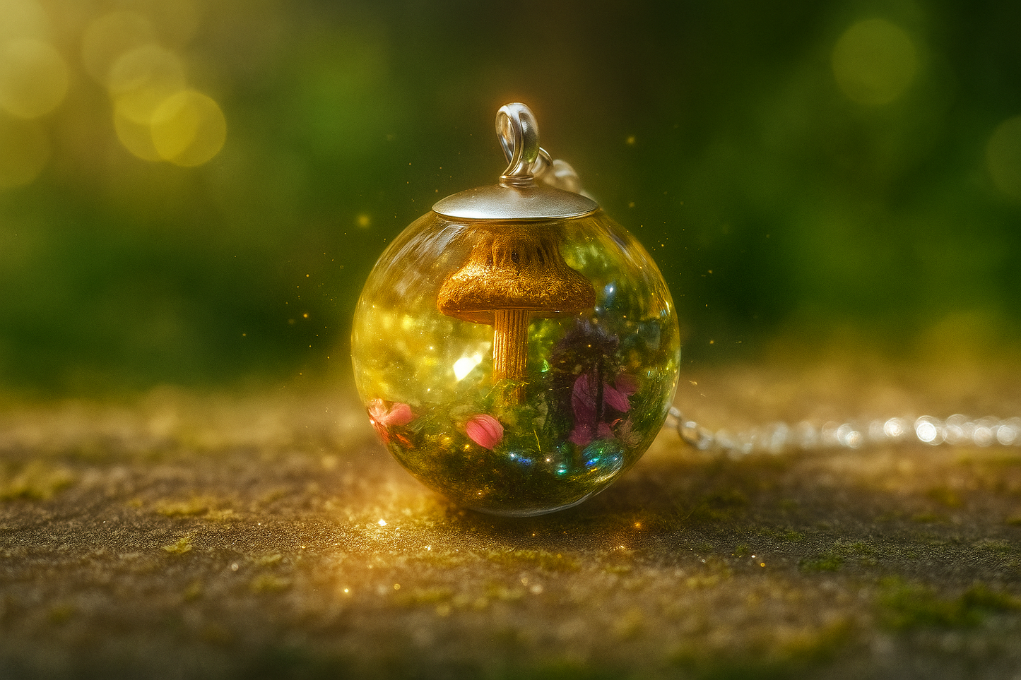 Secret Garden Mushroom Orb Necklace