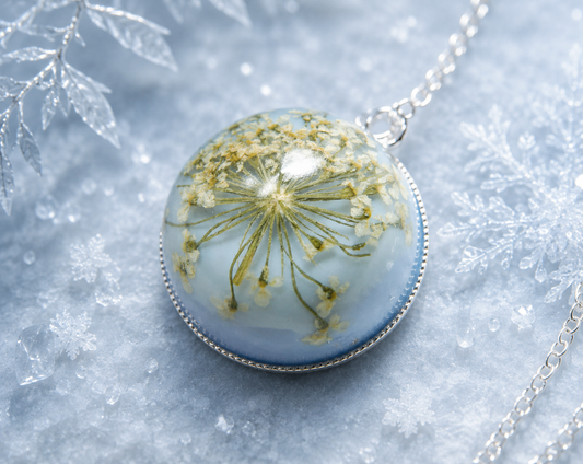 Snowflake Necklace, Winter Necklace, Gift for Mom, Real Flower Necklace, Flower Jewelry, Flower Necklace, Christmas Gift
