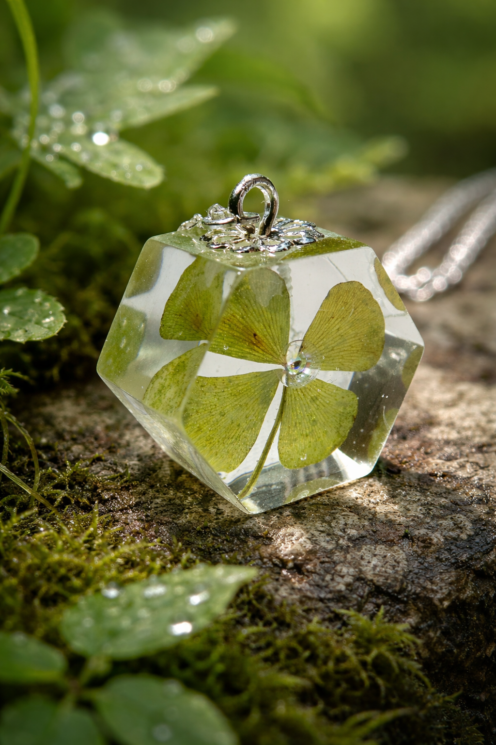 Clover Necklace, Lucky 4 Leaf Clover, Shamrock Pendant, Lucky Necklace, Gift for Her, Valentines Gift