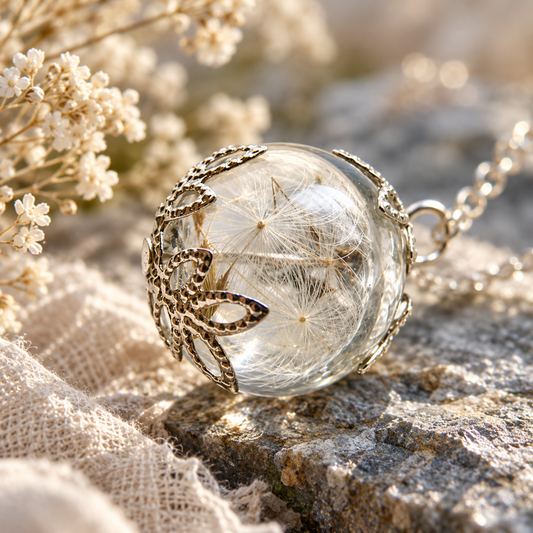 Dandelion Necklace on Sterling Chain