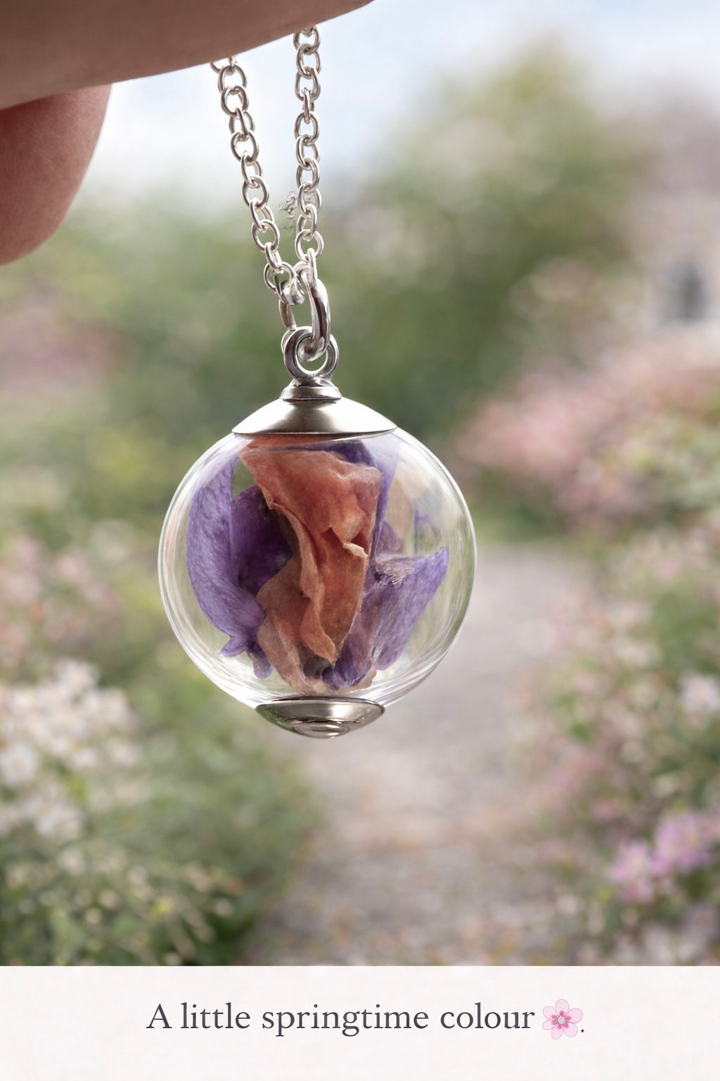 Larkspur Bloom Glass Sphere Necklace