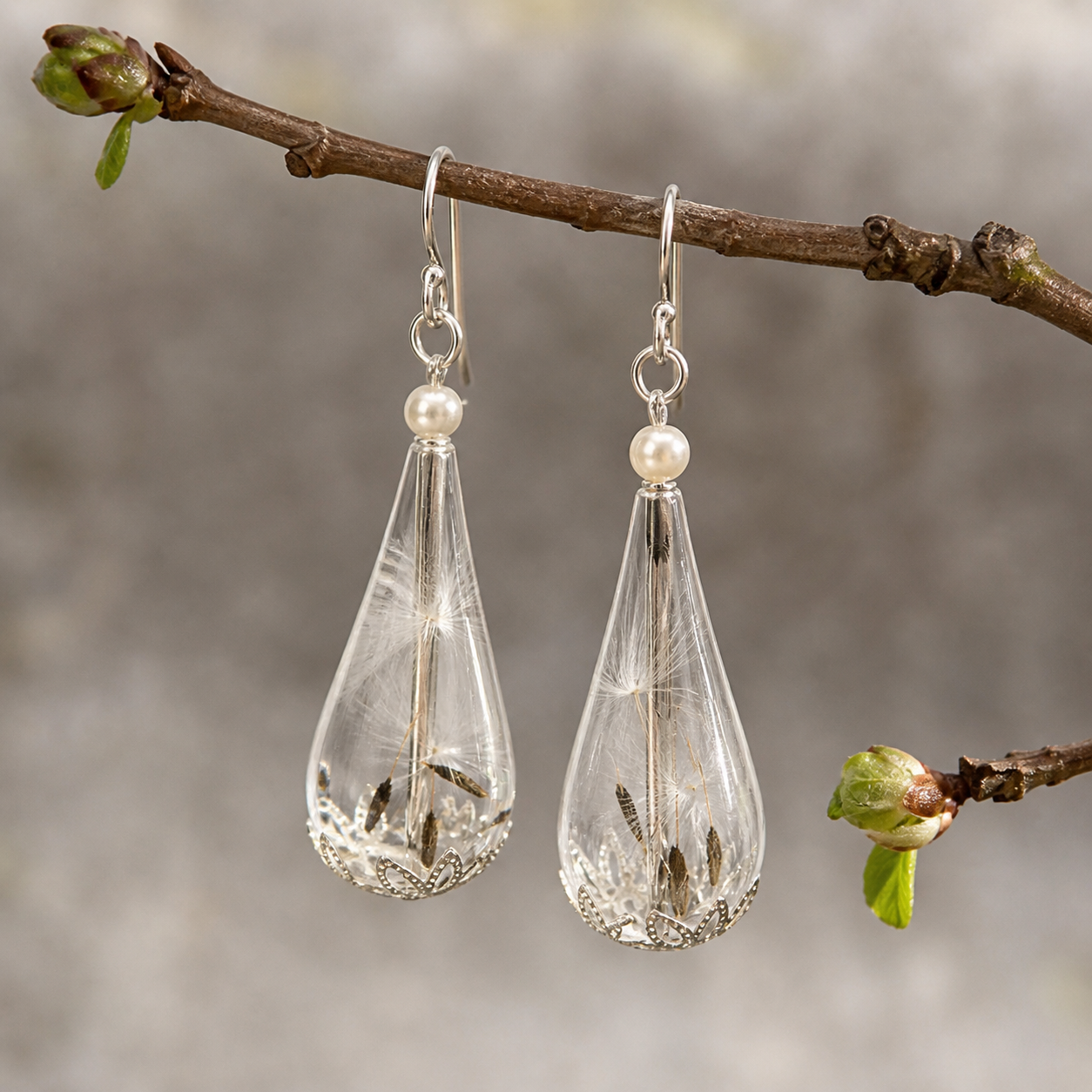 Dandelion Earrings, Make a Wish, Teardrop Earrings, Dandelion Jewelry, Bridesmaids Jewelry, Gifts for Women